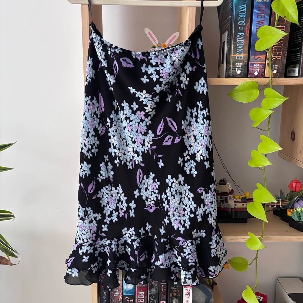 Vintage Black Floral Etam Skirt